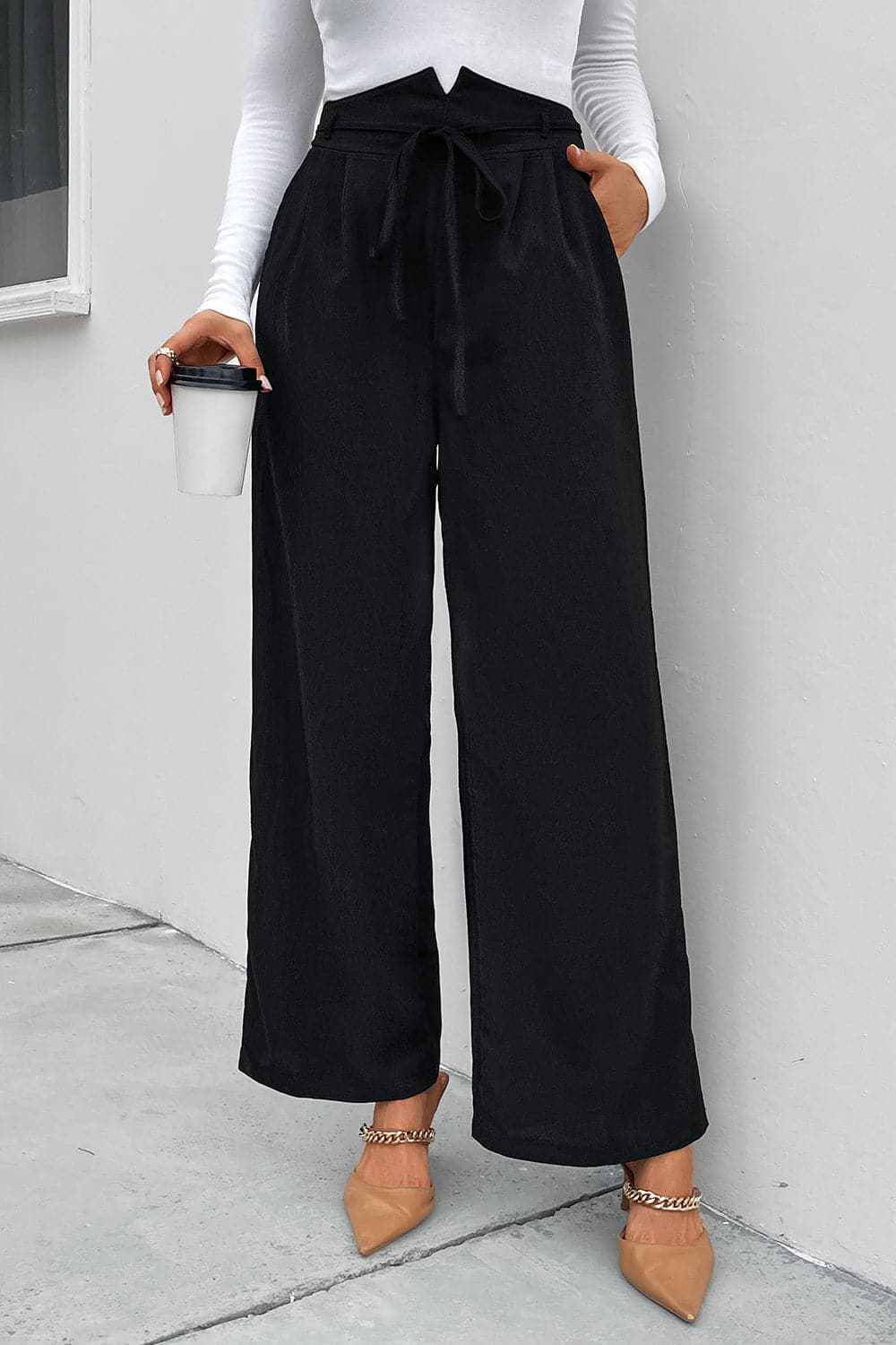 Trendsi High Waist Wide Leg Women&amp;#39;s Pants Casual Trousers Chic &amp;amp; Trendy