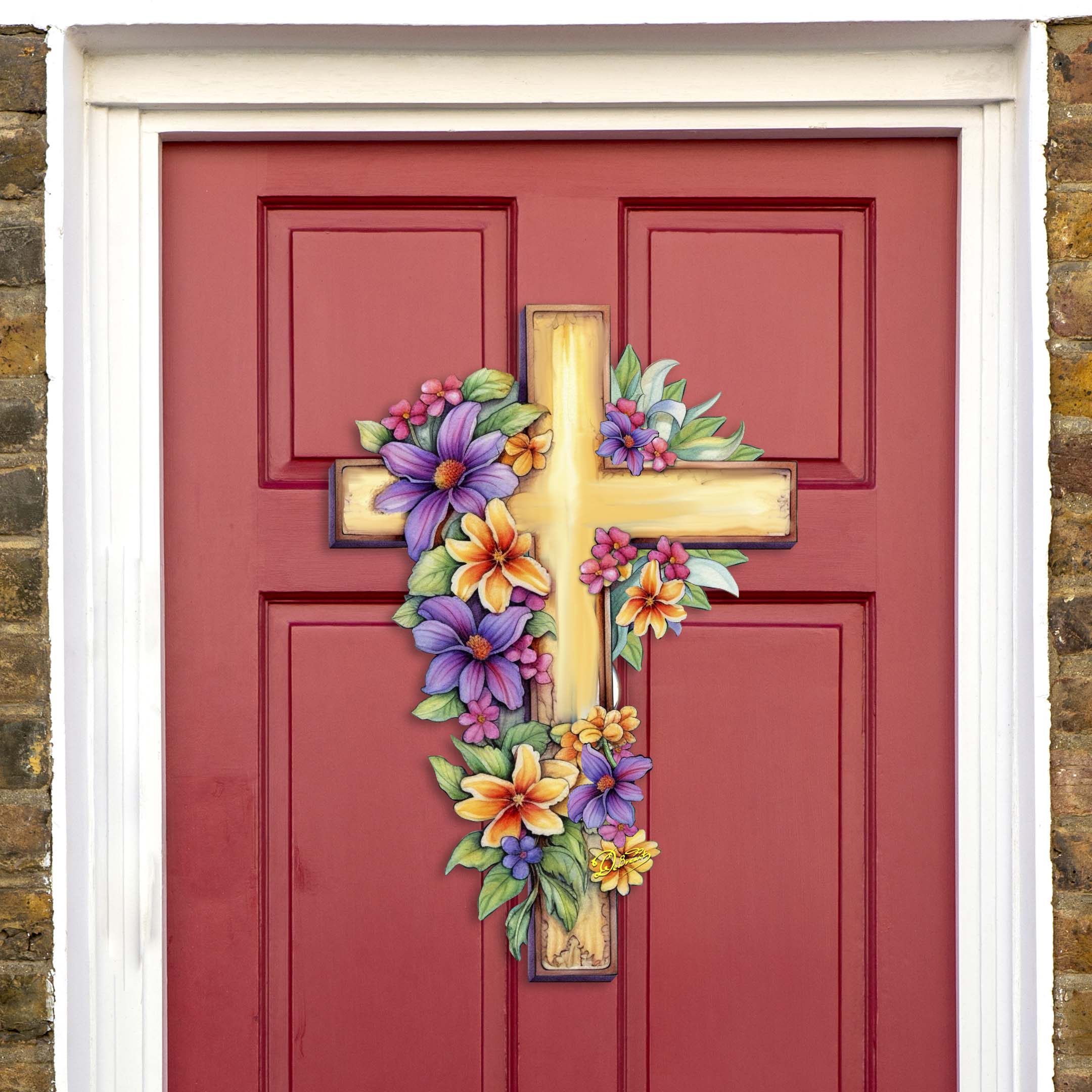 Garden Serenity Cross Holiday Door Decor by G. Debrekht - Easter Spring Decor - 8688168H