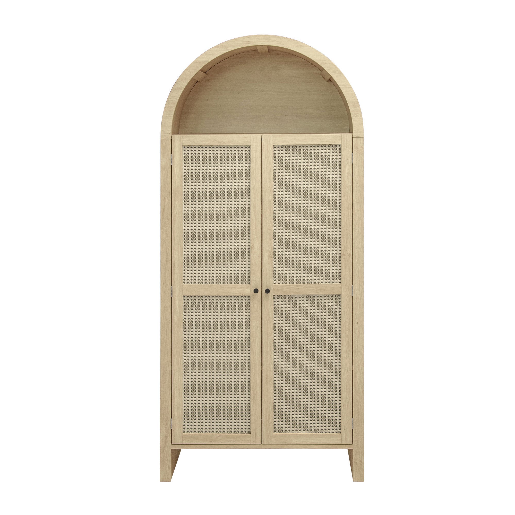 70.28&amp;#39; Tall Arched Kitchen Pantry, Arched Storage Display Cabinet with 2 Drawers &amp;amp; Adjustable Shelves, Rattan Door Versatile Storage Cabinet for Kitchen, Dining Room, Living Room