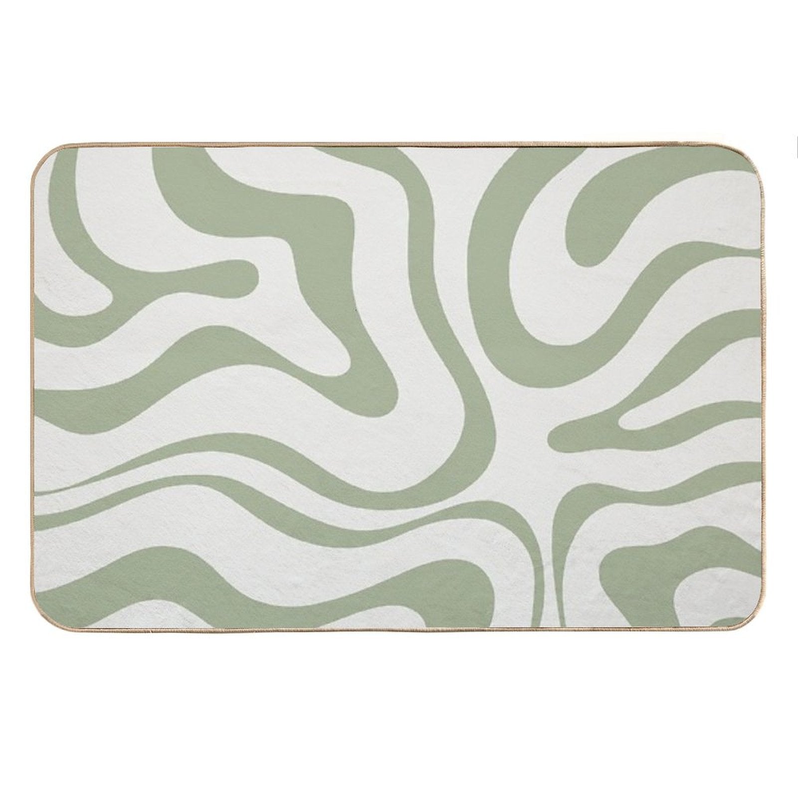 Modern Liquid Swirl Abstract Pattern in Sage Green Tones Bath Mat