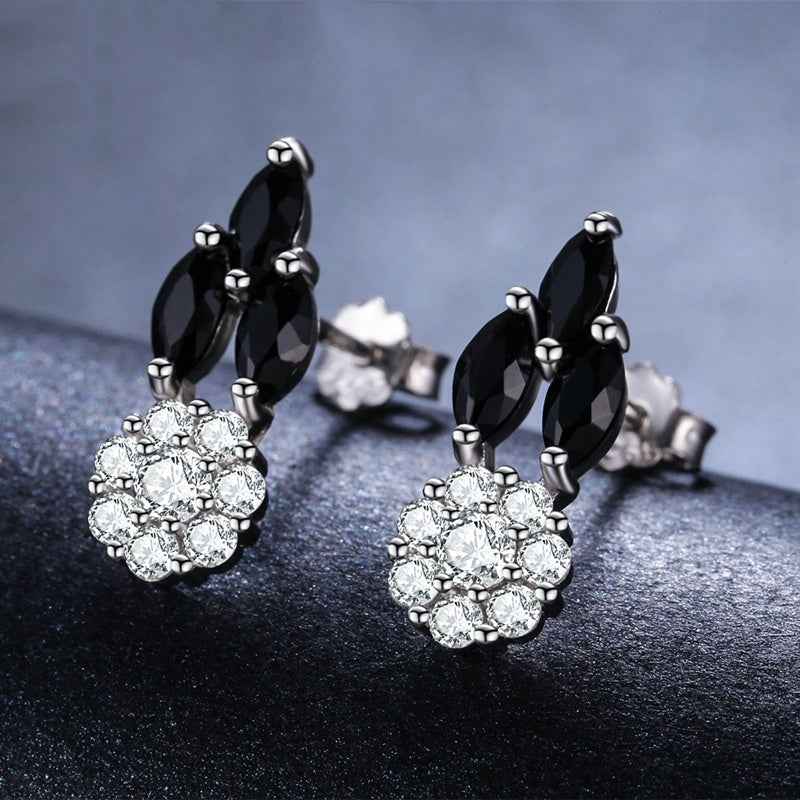 Full Diamond Zircon Earrings - Copper-Plated Design