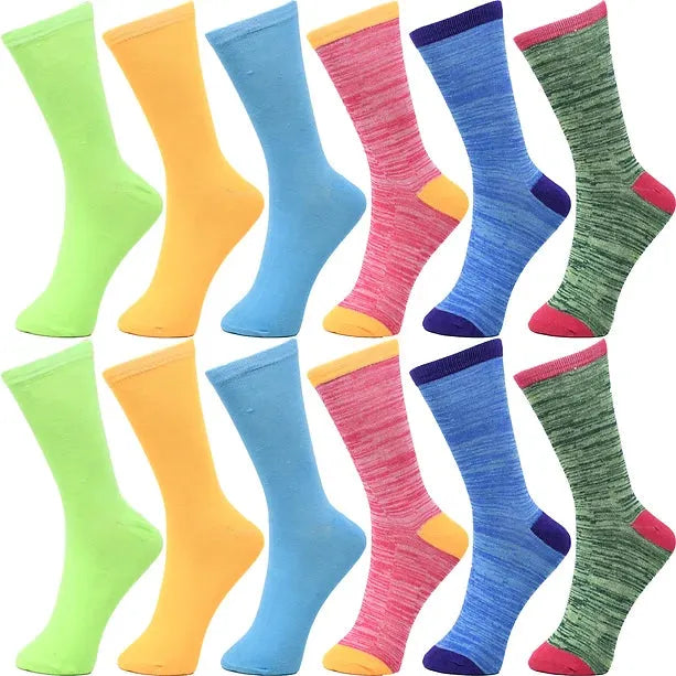 30-Pairs Women&amp;#39;s Fun Patterned Cotton-Blend Crew Socks Assorted Pairs