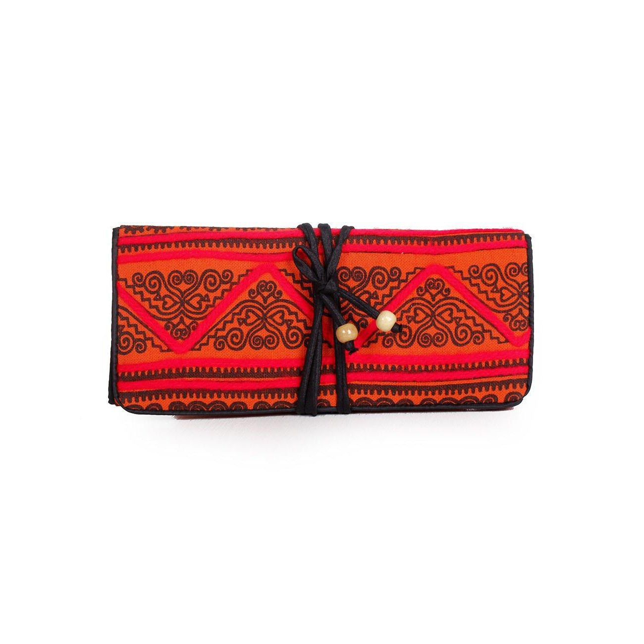 Geometric Hmong Foldover Yarn Piped Wallet - Thailand