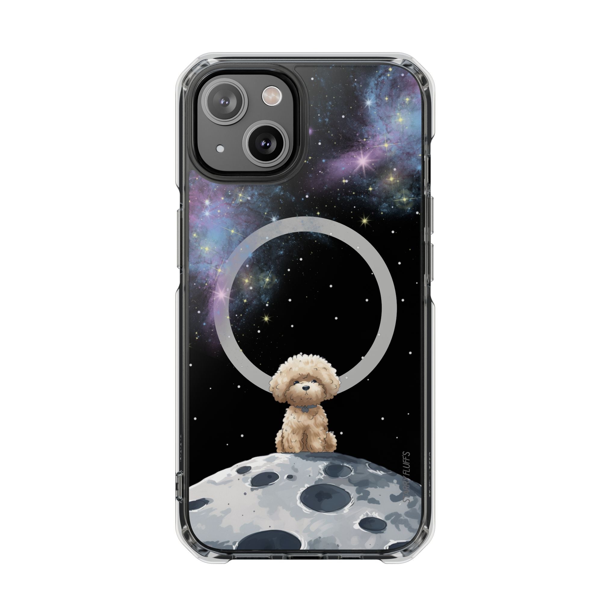 Starry Fluff&amp;#39;s - Pookie the Poodle in Space Magnetic Clear Case for iPhone Series
