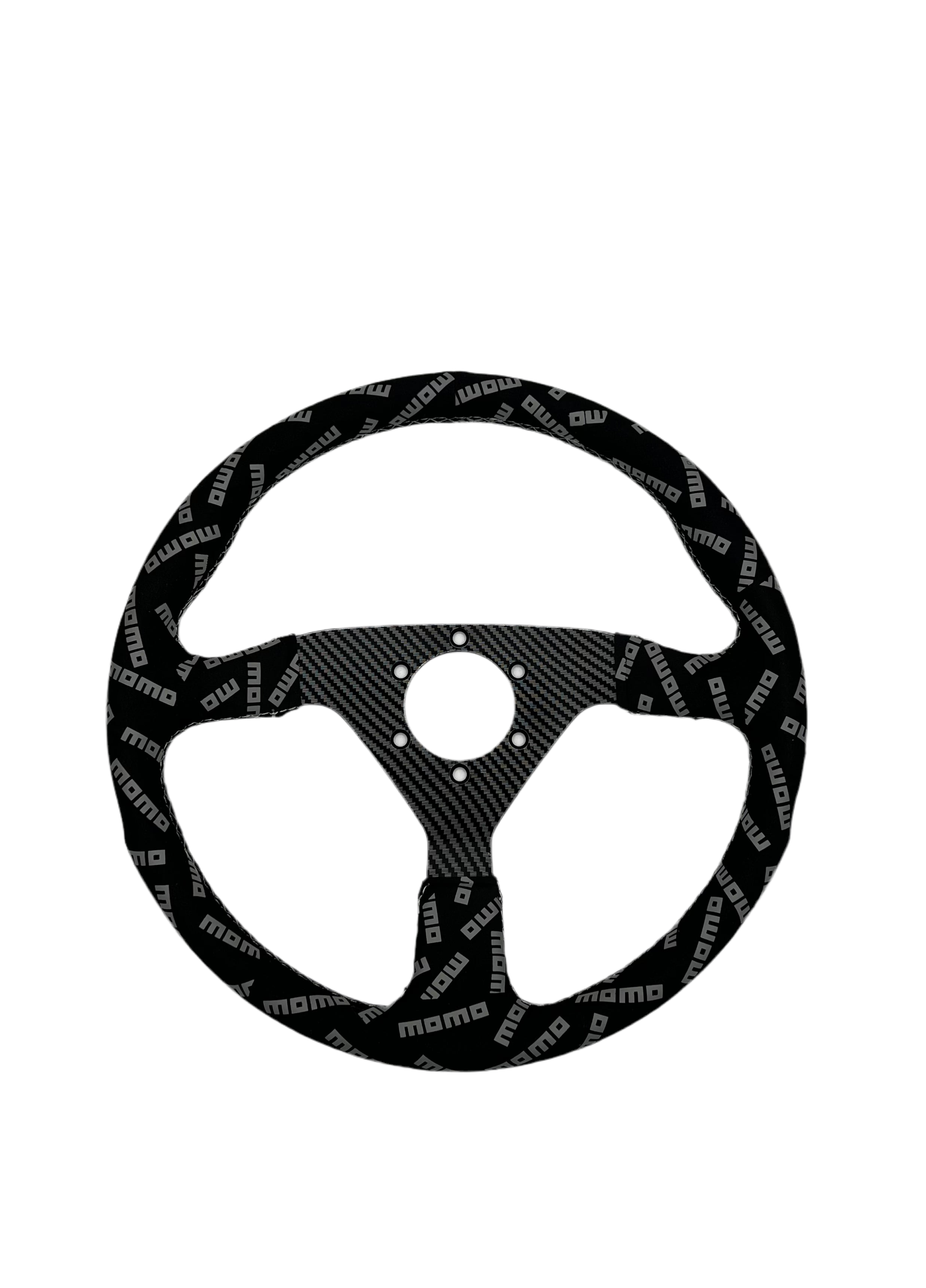 2nd Option Racing Steering Wheel Momo Track Style Black Suede Carbon Center