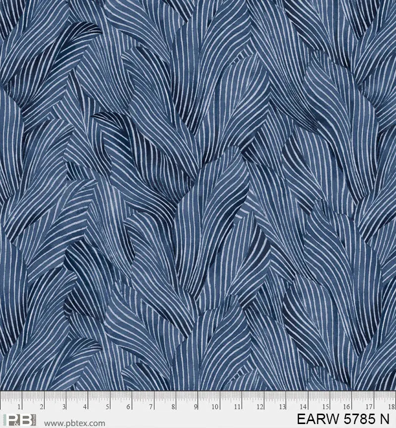 108&amp;quot; Earth Tones Dark Blue Leaf Cotton Wideback Fabric per yard