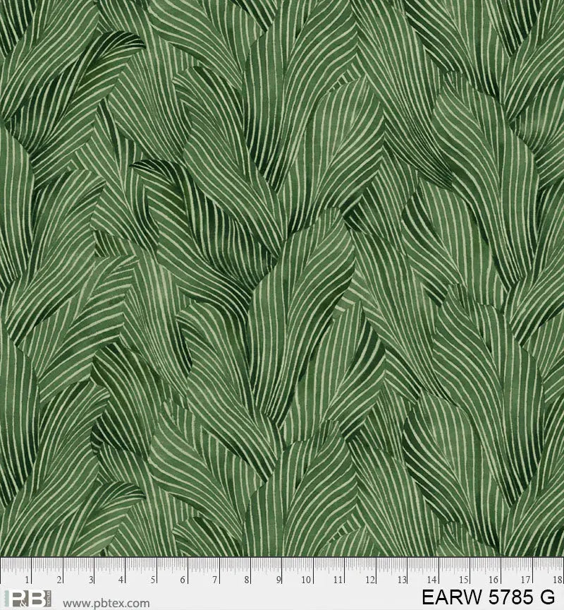 108&amp;quot; Earth Tones Green Leaf Cotton Wideback Fabric per yard