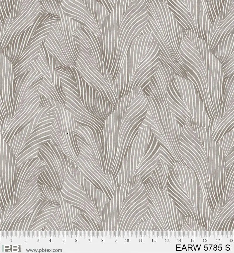 108&amp;quot; Earth Tones Grey Leaf Cotton Wideback Fabric per yard