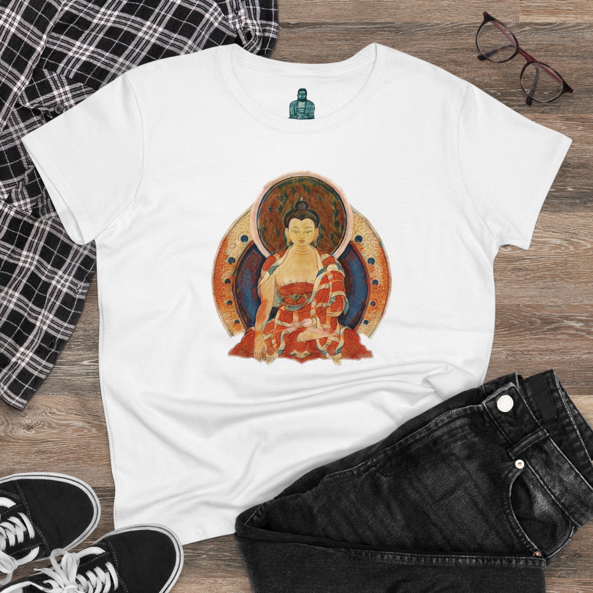 Buddha Gouache Print Women&amp;#39;s Cotton Tee