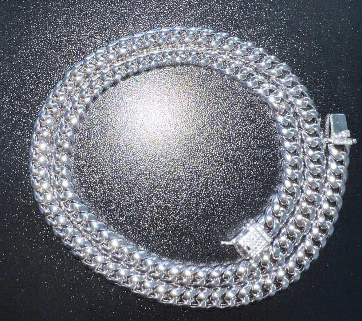 Men&amp;#39;s Moissanite Real Cuban Curb Link Chain Hip Hop Solid 925 Silver Necklace