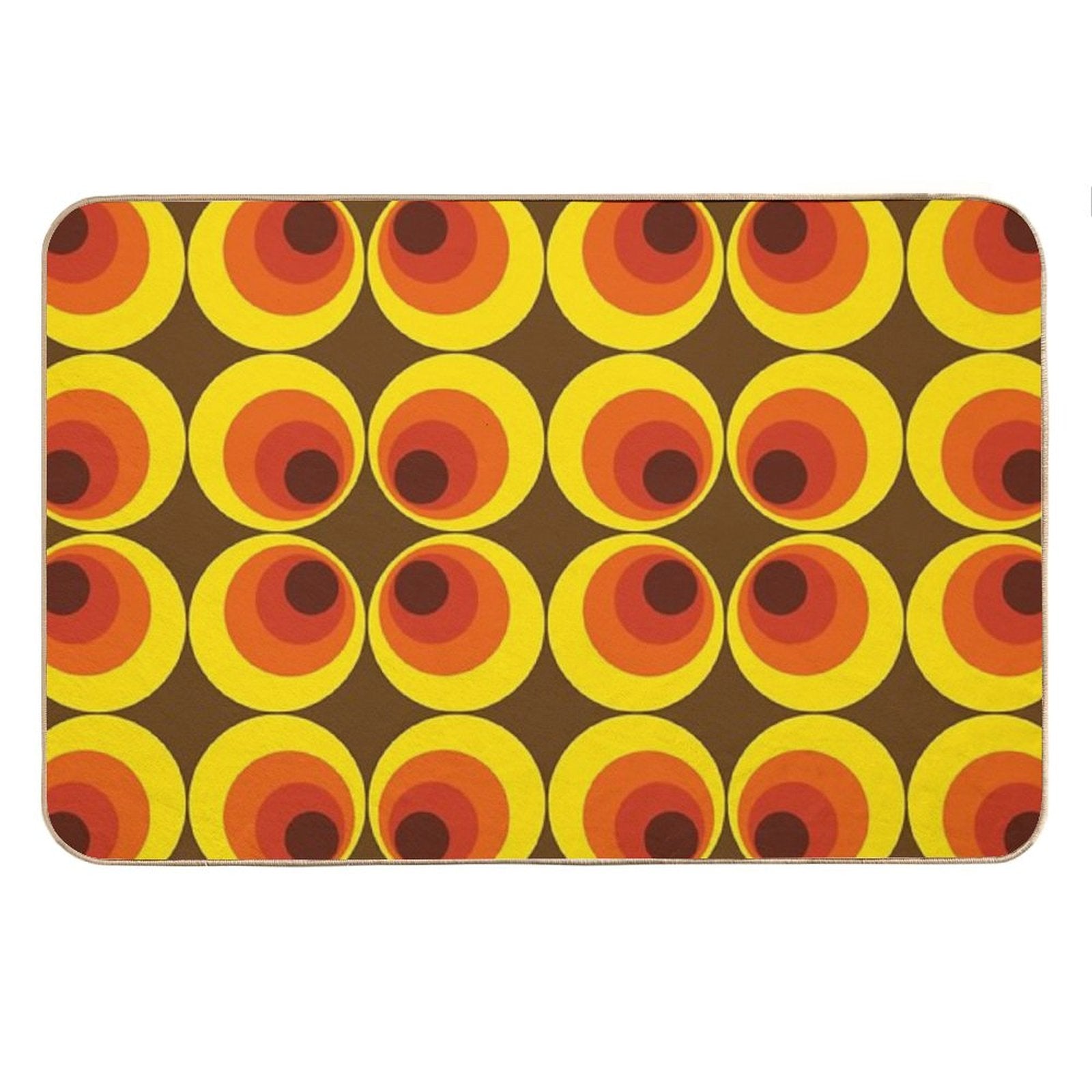 70s, 80s Funky Vintage Circle Pattern Bath Mat
