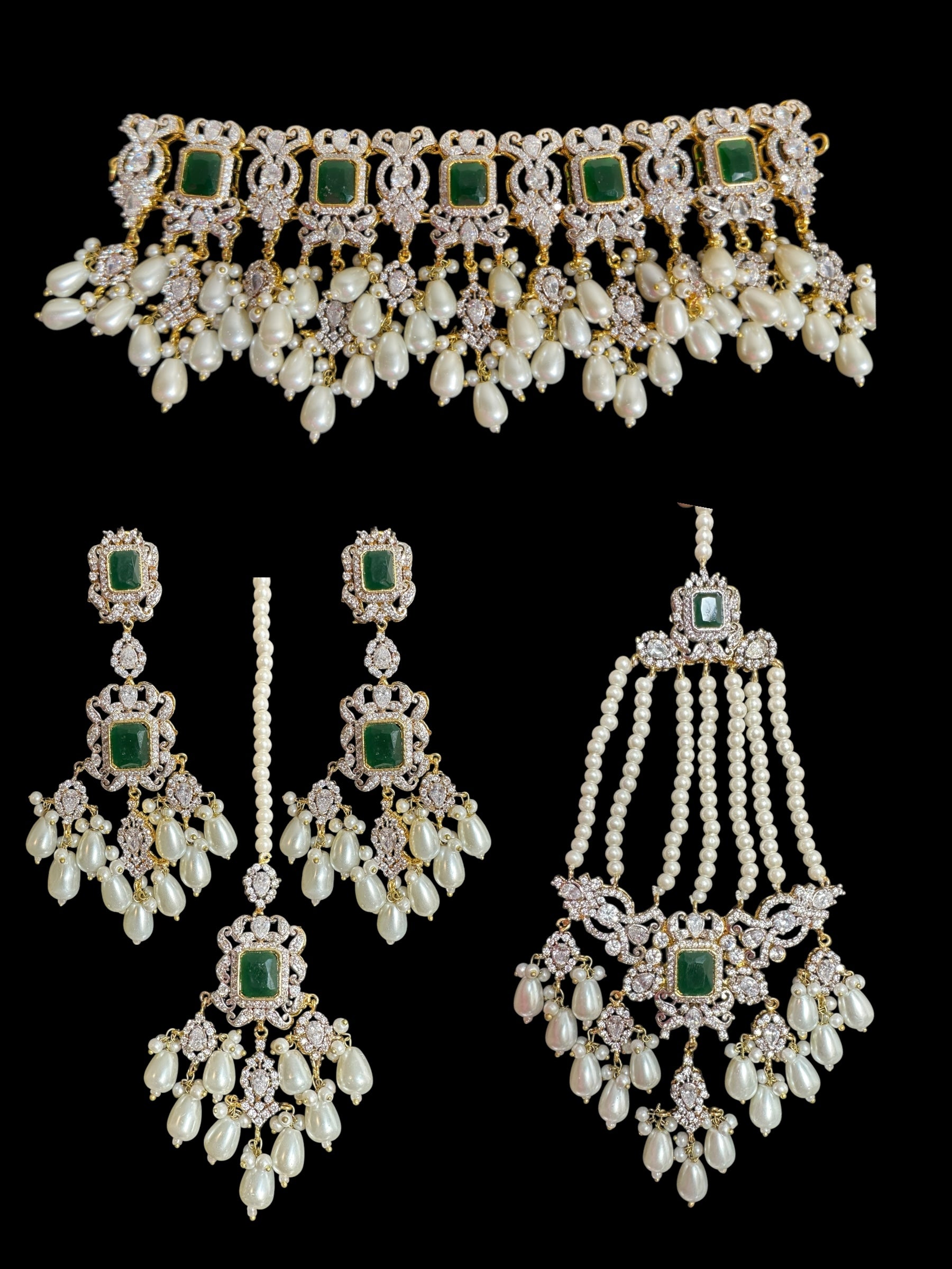 BR472 Farhat bridal set in green ( READY TO SHIP)
