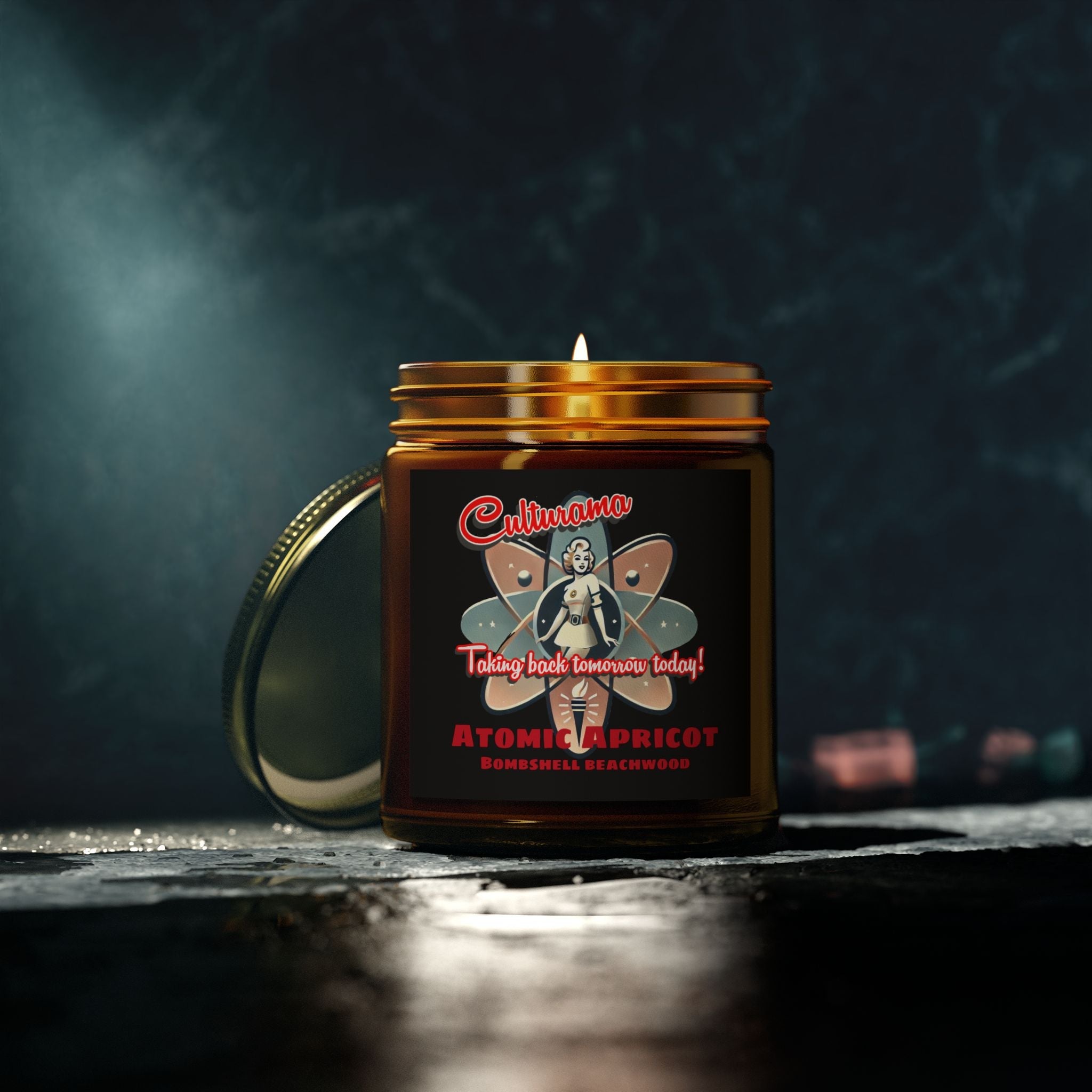 Culturama&amp;#39;s Atomic Apricot Candles: Bombshell Beachwood (4oz, 9oz)