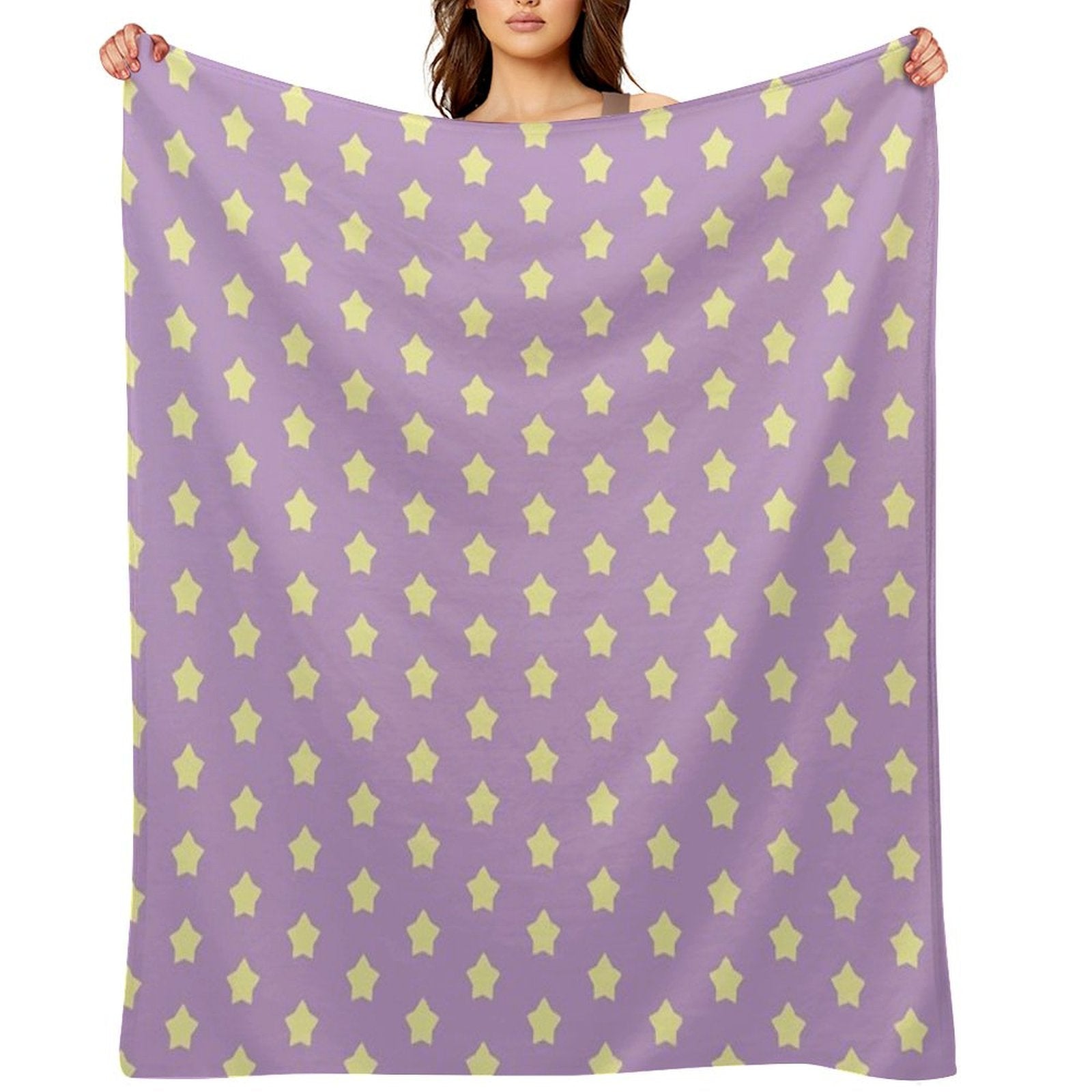 Yellow Stars on Purple Pop Throw Blanket