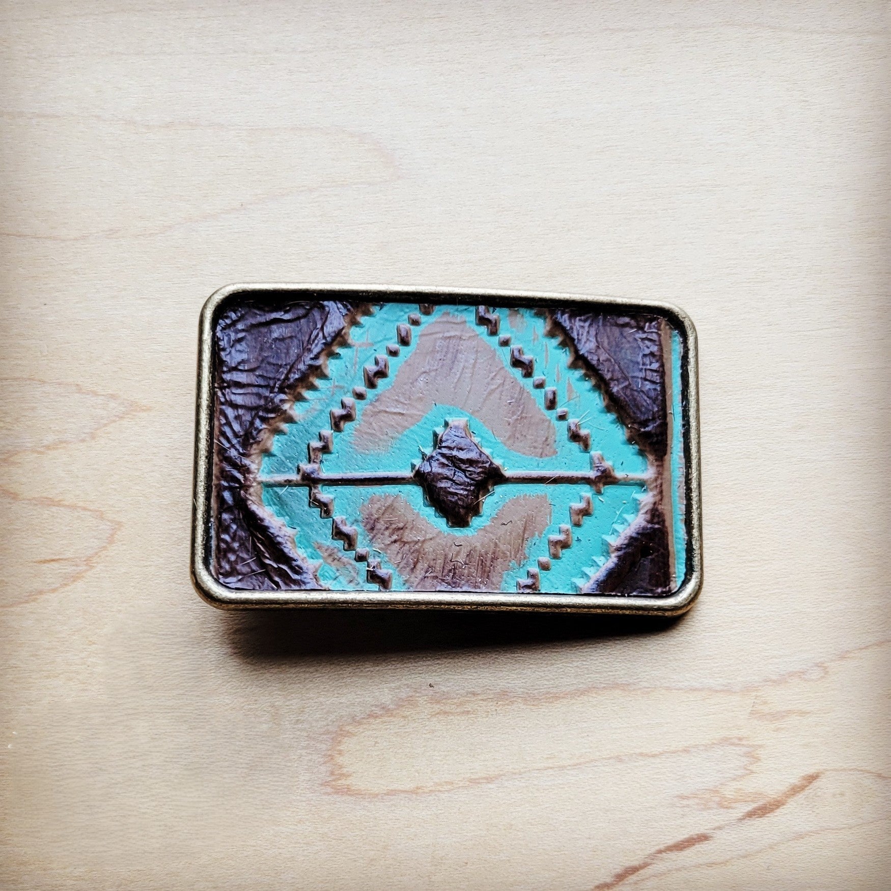 **Rectangle Navajo Leather Belt Buckle 901g