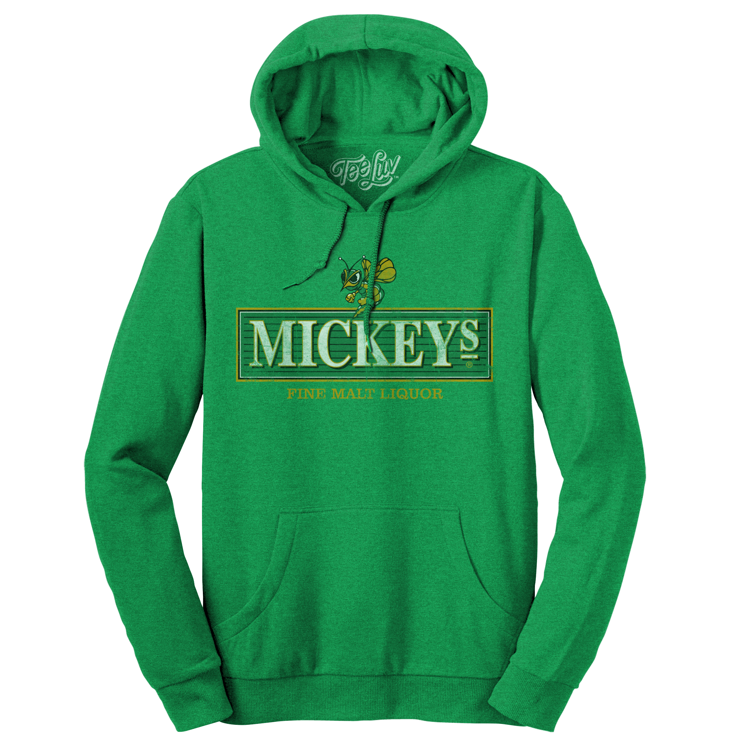 Mickey&amp;#39;s Fine Malt Liquor Hornet Logo Hooded Sweatshirt - Kelly Green