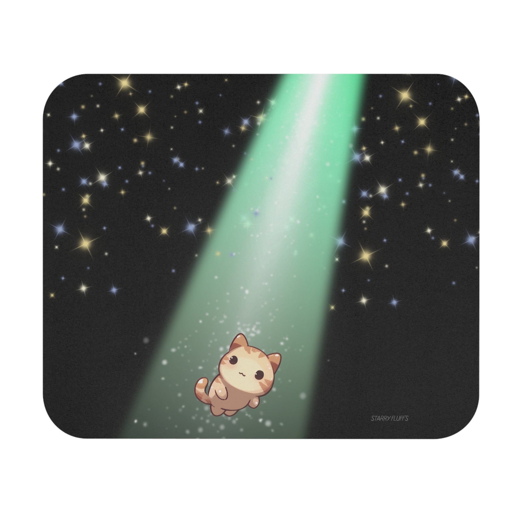 Starry Fluff&amp;#39;s - Cosmo the Cat Beaming Mouse Pad