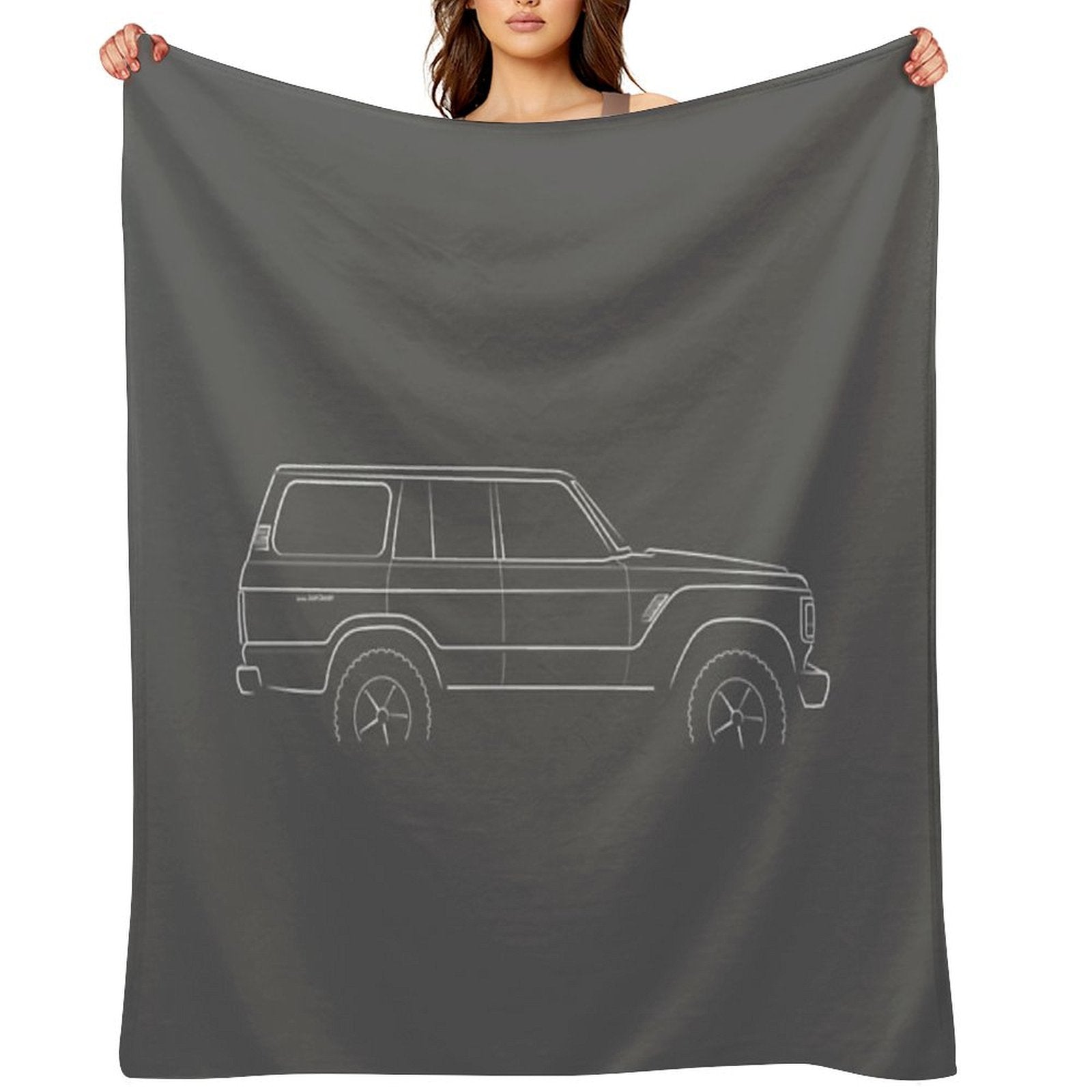 1983 Toyota Land Cruiser 60 Series - Profile Stencil, White Throw Blanket