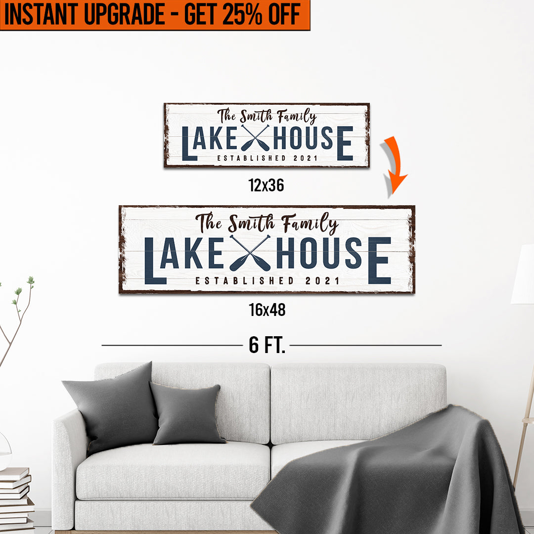 Upgrade Your 12x36 Inches (Style 2) &amp;#39;Family Lake House Arrow&amp;#39;  Canvas To 16x48 Inches