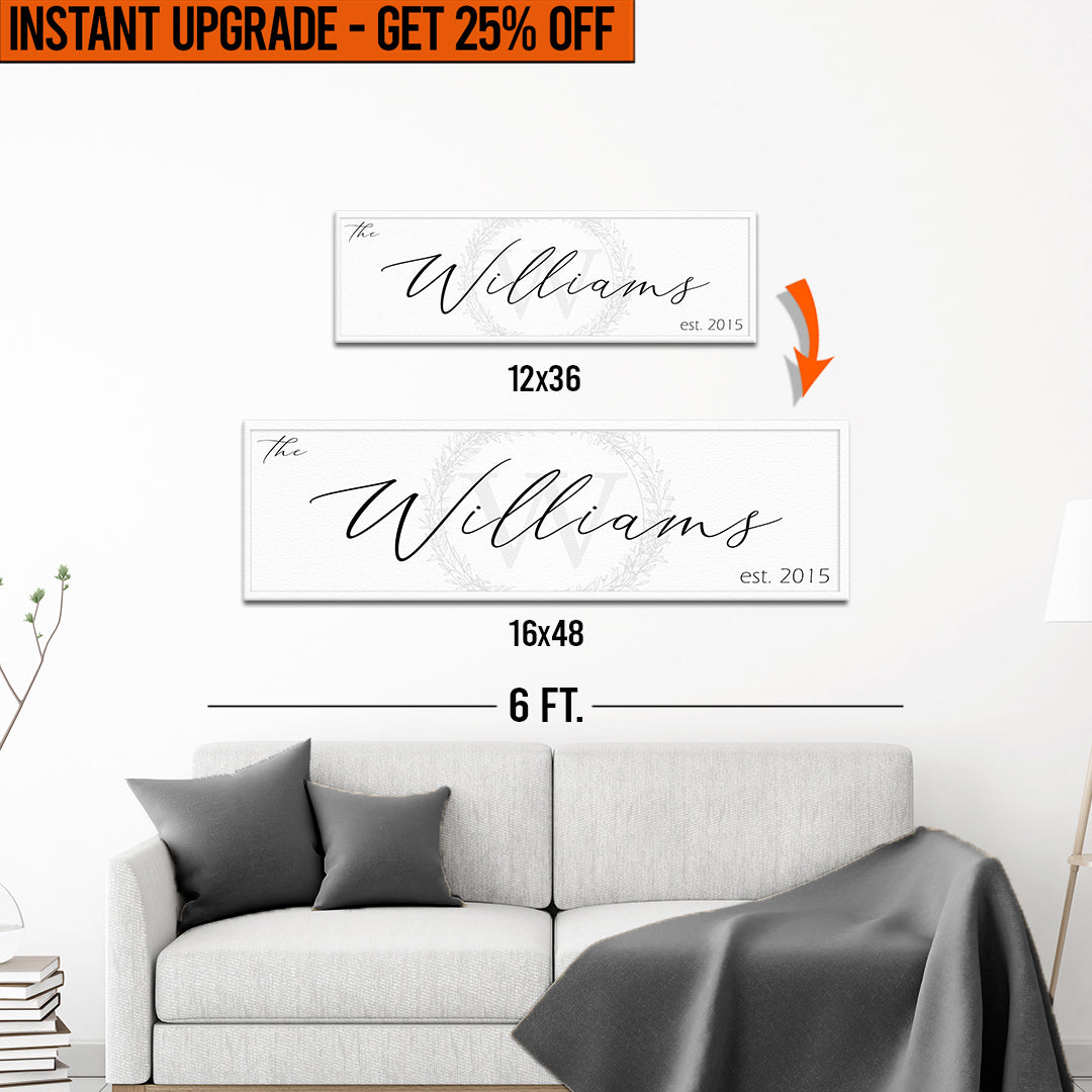 Upgrade Your 12x36 Inches &amp;#39;Family Sign&amp;#39; (Style 2) Canvas To 16x48 Inches
