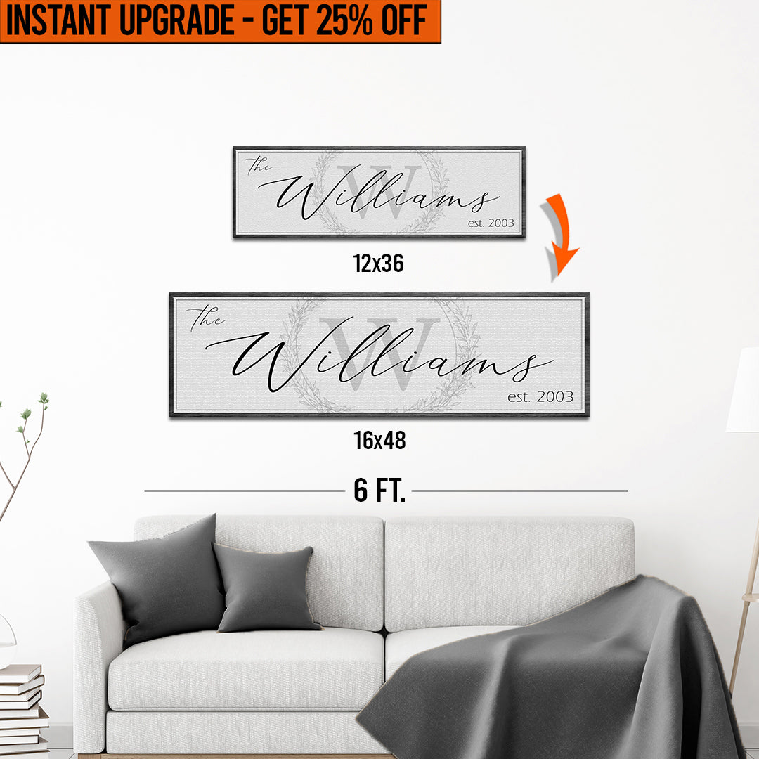 Upgrade Your 12x36 Inches &amp;#39;Family Sign&amp;#39; (Style 3) Canvas To 16x48 Inches
