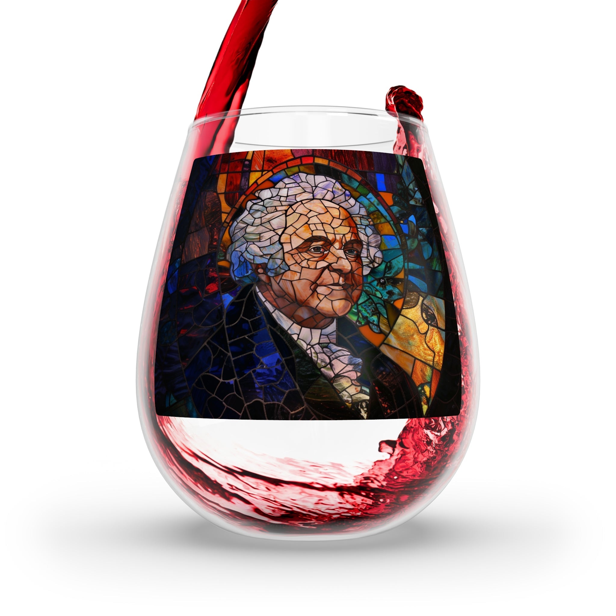 Stained Glass John Adams Stemless Wine Glass, 11.75oz
