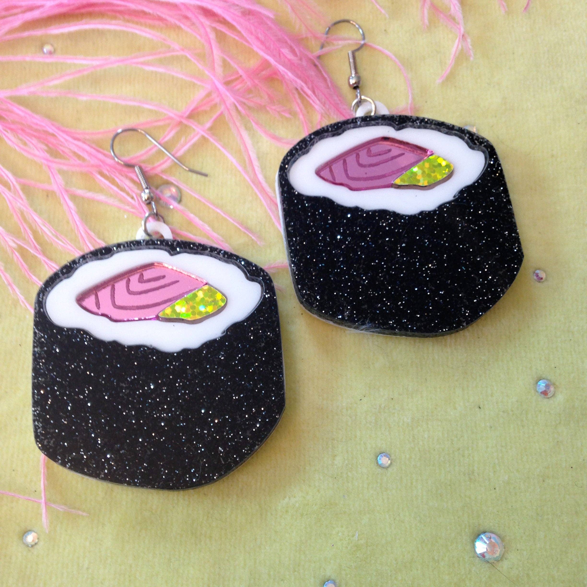 Sushi Roll Acrylic Statement Earrings