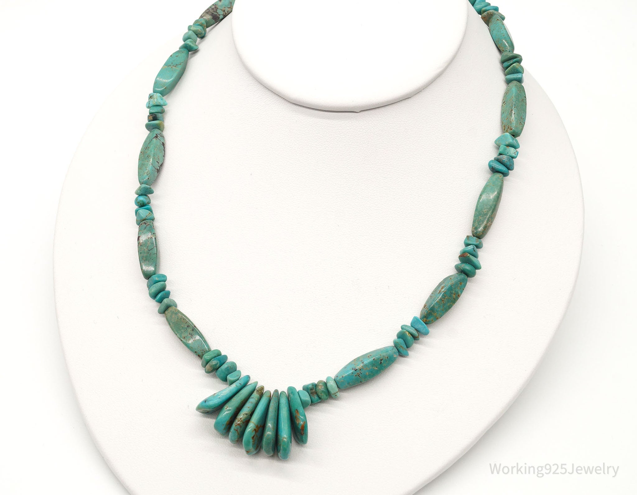 Vintage Native American Turquoise Bead Necklace 18&amp;quot;