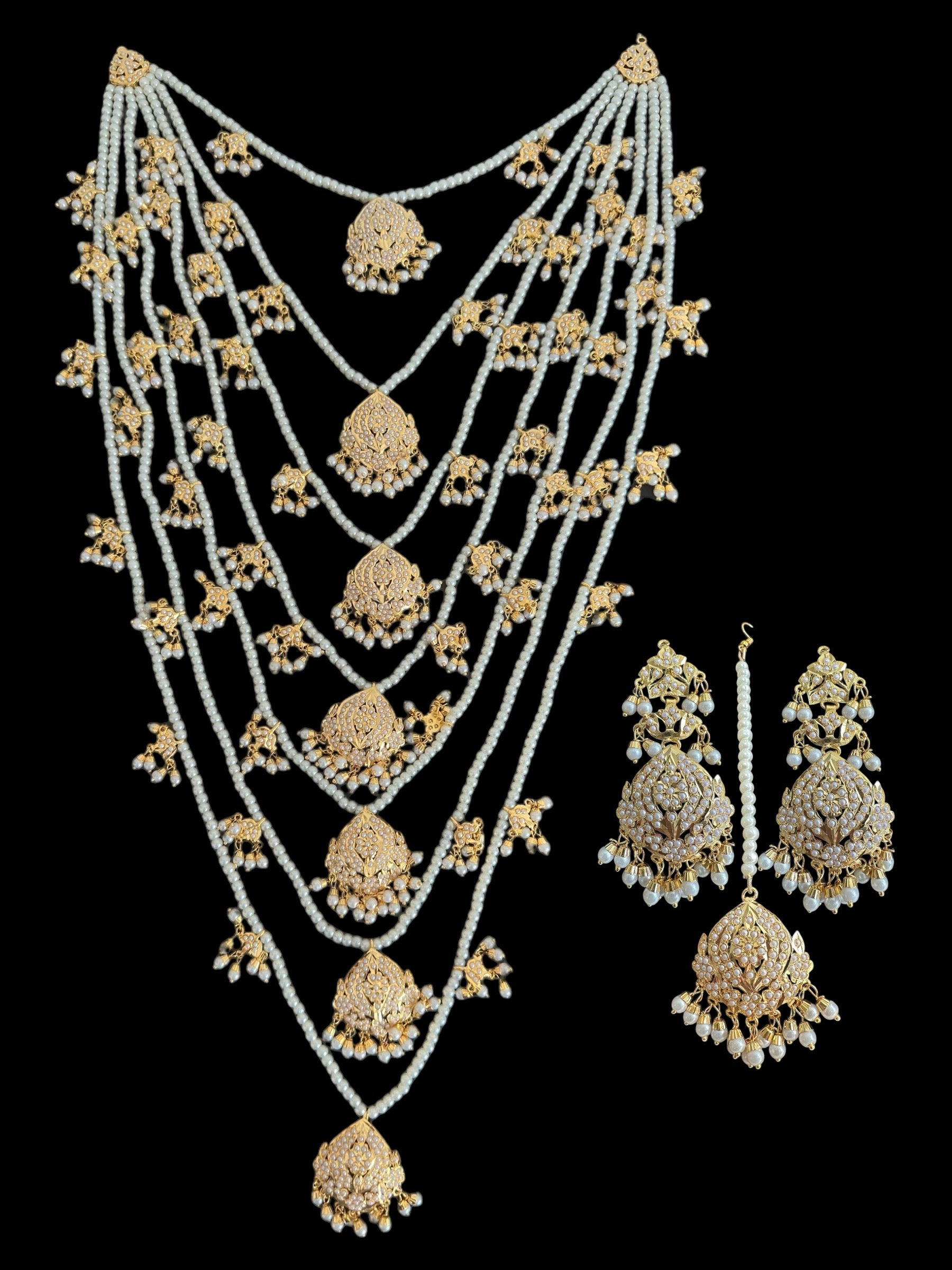 SAT115 Anya jadau 7 layered / satlada in Pearls ( READY TO SHIP )