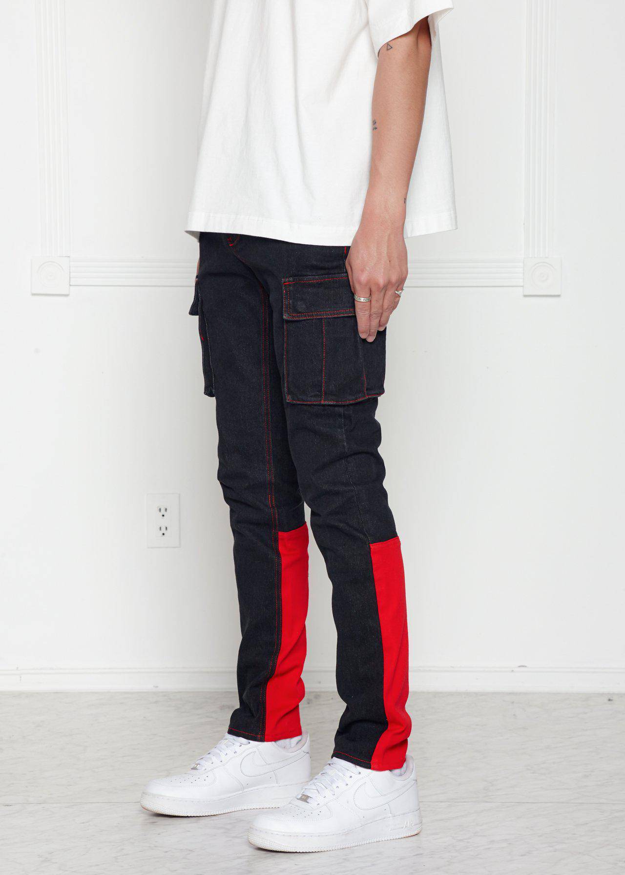 Blank State Men&amp;#39;s Cargo Denim in Black/Red