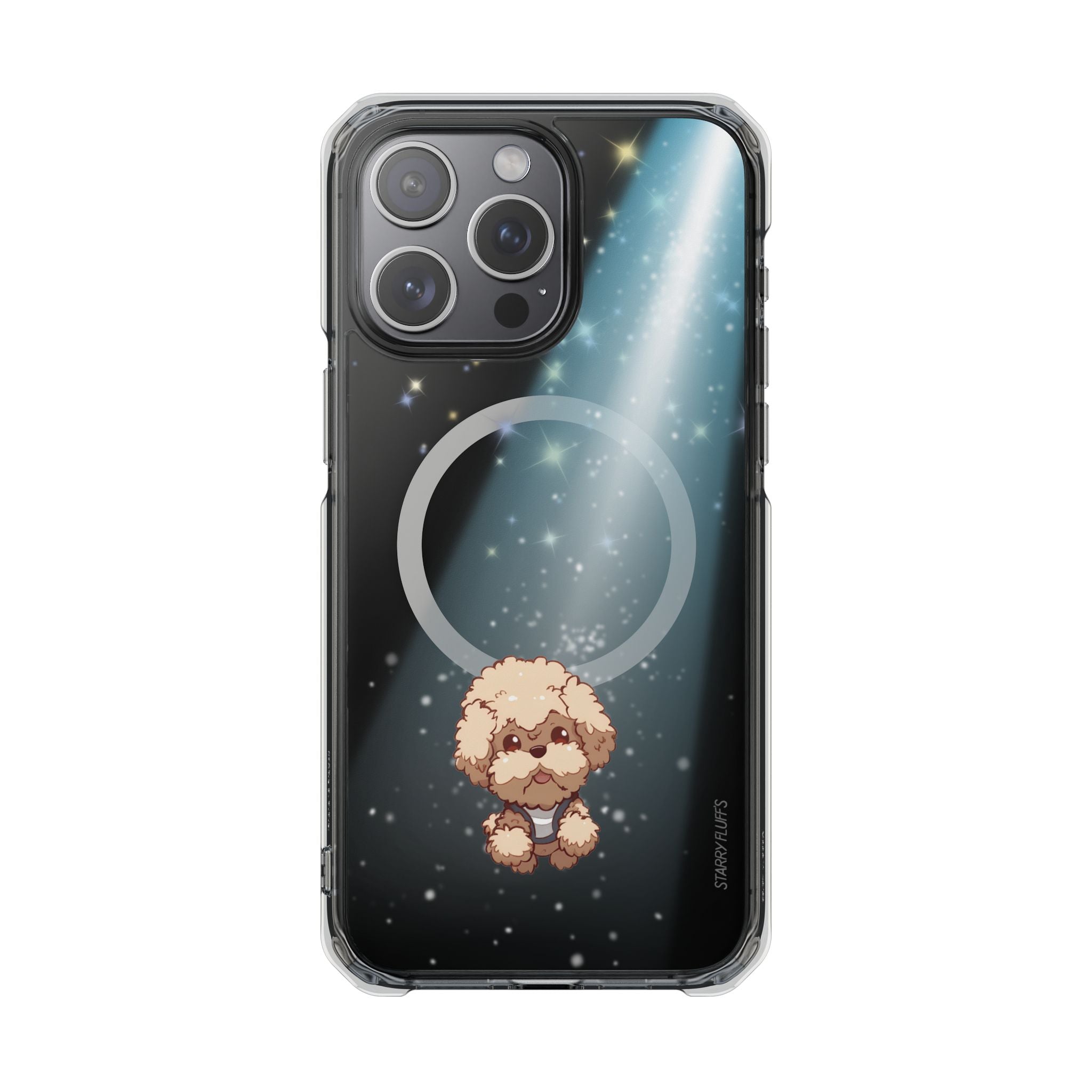 Starry Fluff&amp;#39;s - Pookie the Poodle Beaming in Space Magnetic Clear Case for iPhone Series