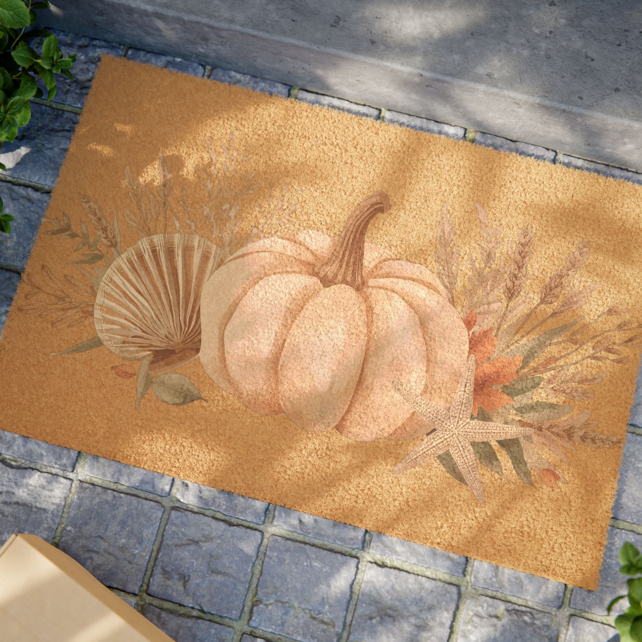 Pumpkin Fall Coastal Outdoor Mat