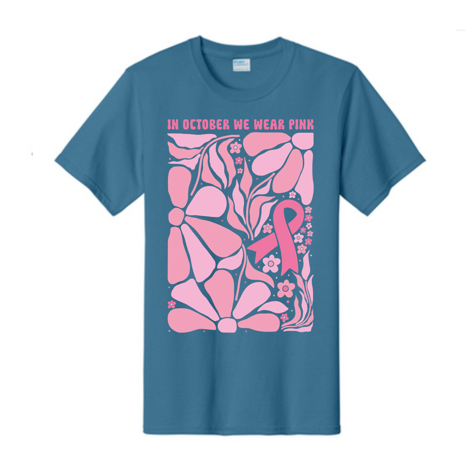 In October we wear pink Breast Cancer Awareness Fundraiser Tshirt PC61 Port &amp;amp; Co™ Essential Tee PUBLIC