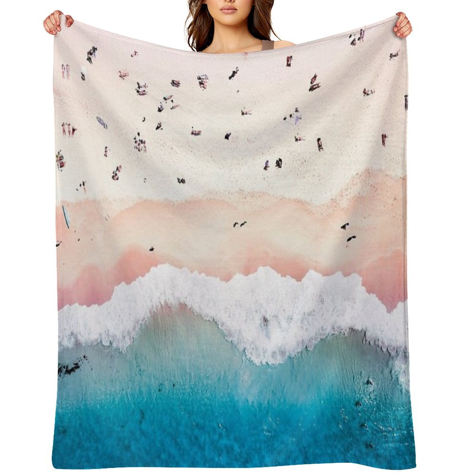 Aerial Sandy Beach Throw Blanket