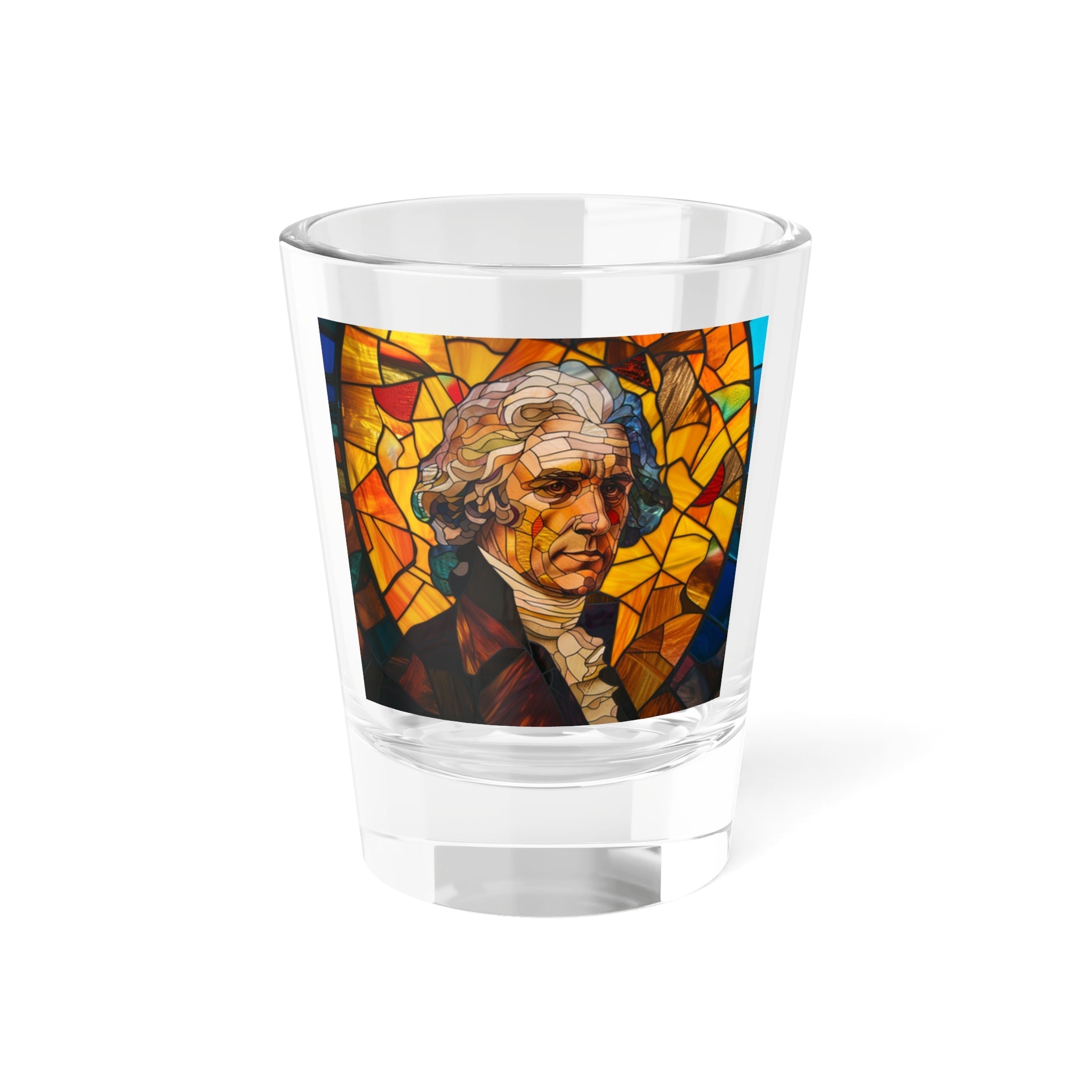 Thomas Jefferson Stained Glass Shot Glass, 1.5oz