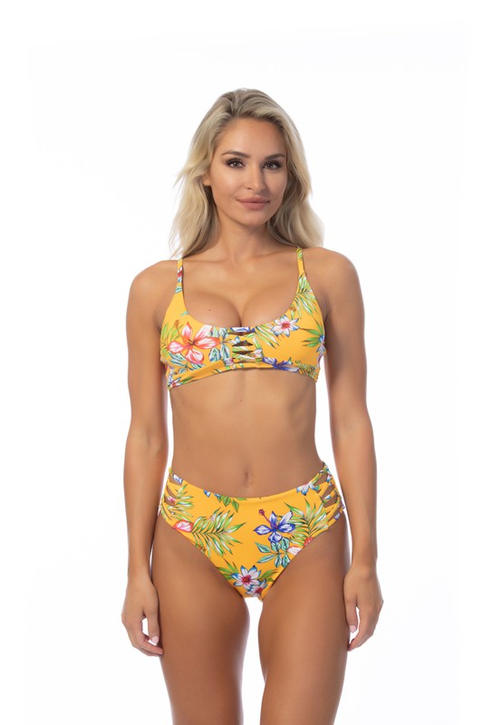 Tropic Tease High Waist Bikini Set – Yellow Floral Vibes