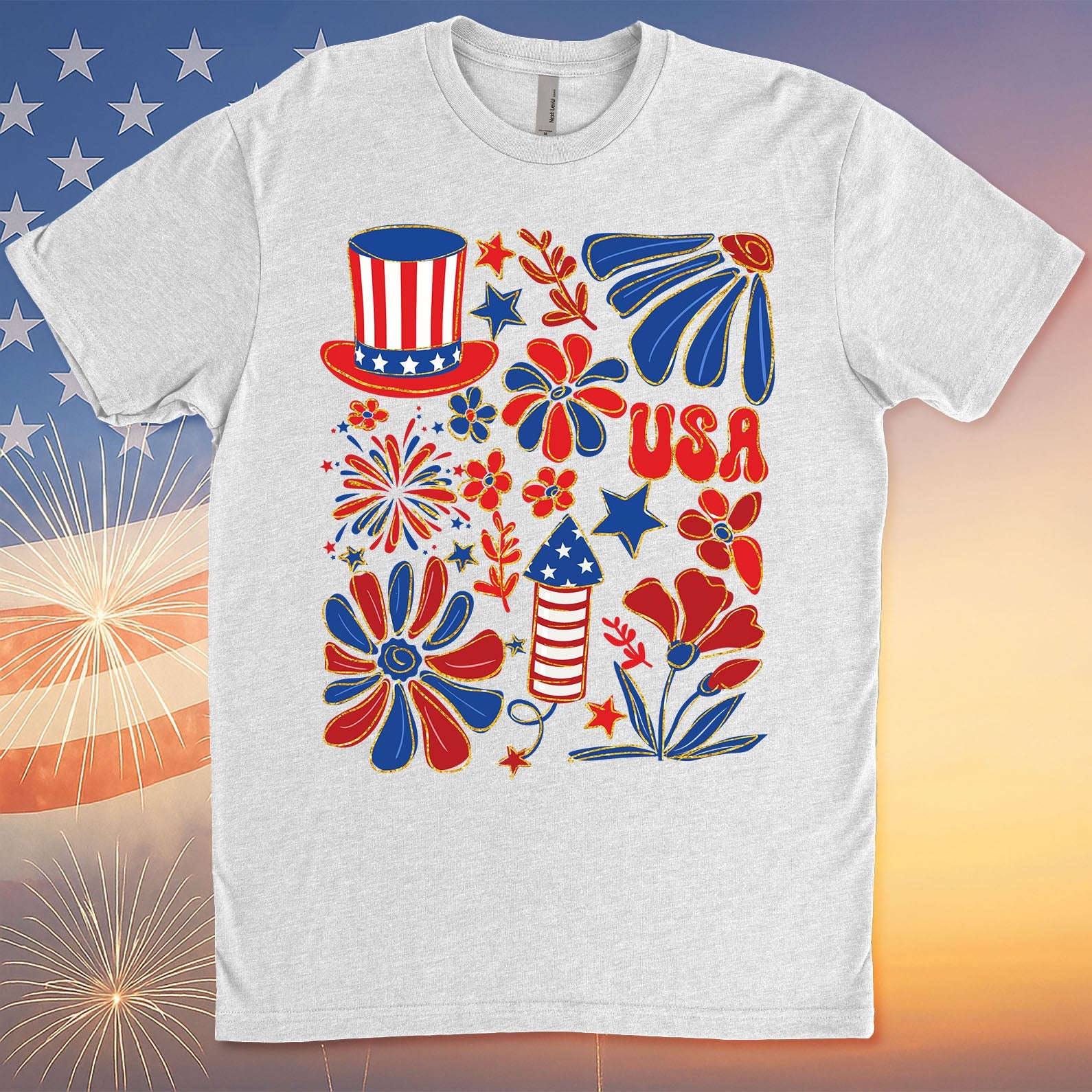 Retro America Coquette Shirt | Floral 4th Of July T-Shirt | Vintage USA Shirt | Land Of The Free Shirt | Independence Day Shirt 682323