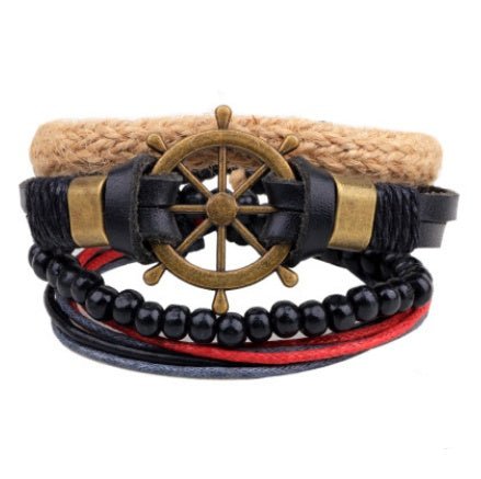 Vintage Punk Leather Wrap Bracelet - Multilayer Beaded Bracelet for Men & Women