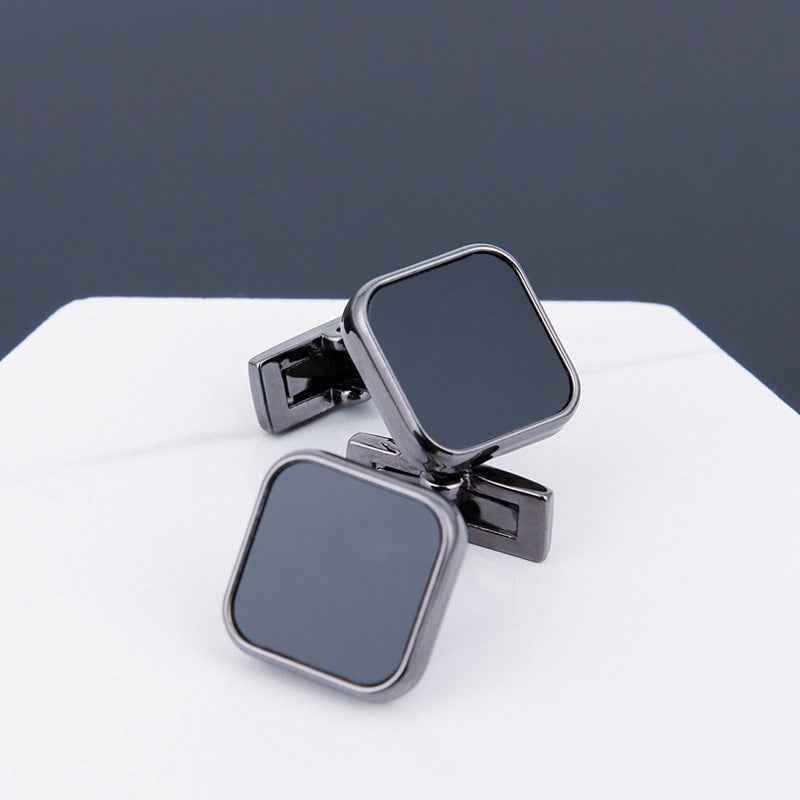Mens Black Cufflinks - Stylish Grey Copper Sleeve Studs for a Dapper Look