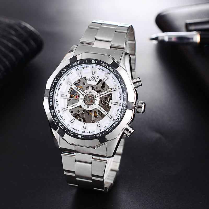 Men&amp;#39;s Mechanical Fashion Watch Steel Band High-end Hollow Design