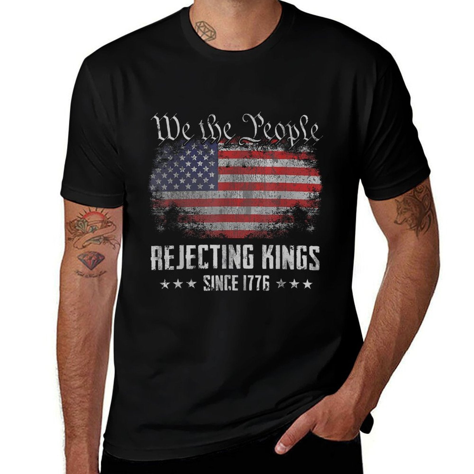 Rejecting Kings Since 1776 Patriotic USA 4th of July  Wrinkle-resistant T-Shirt