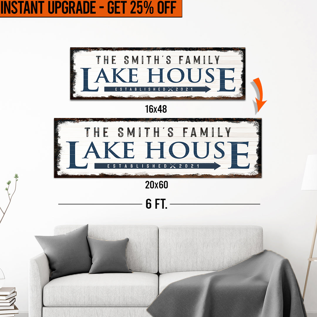 Upgrade Your 16x48 Inches &amp;#39;Family Lake House Arrow&amp;#39; (Style 1) Canvas To 20x60 Inches