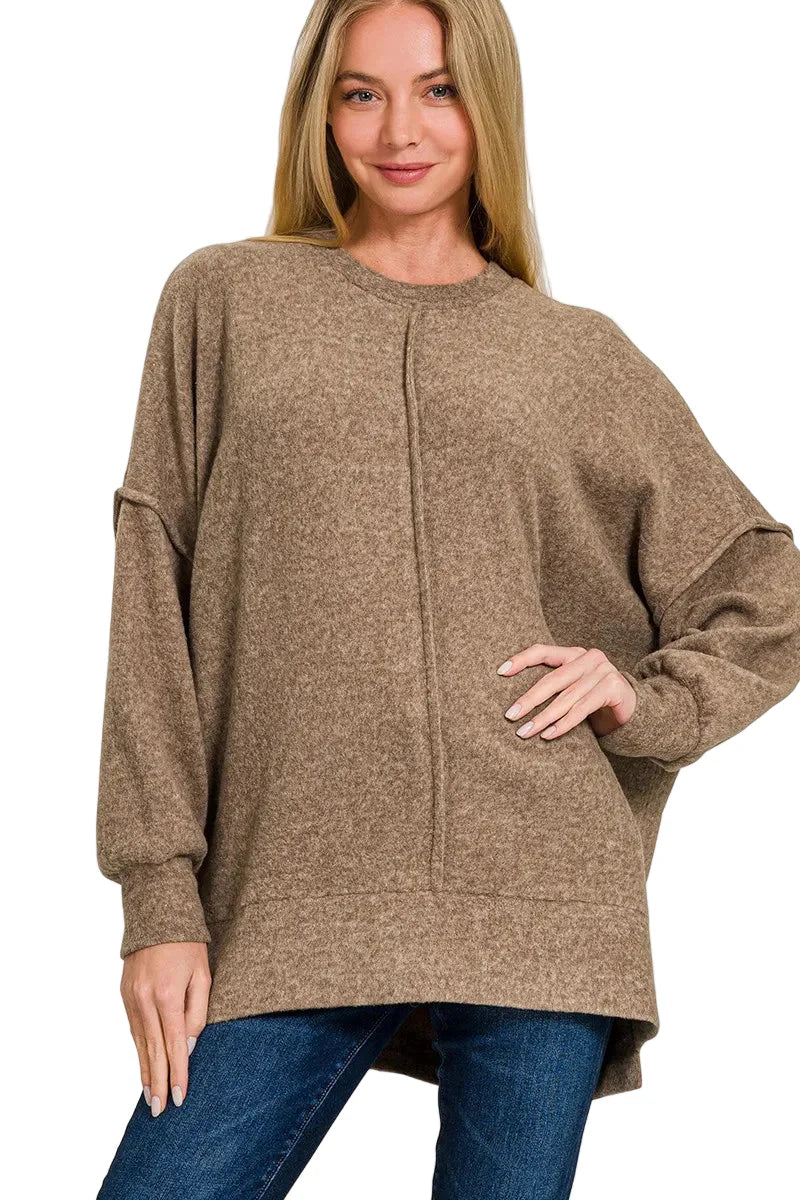 Brushed Mélange Hacci Oversized Sweater