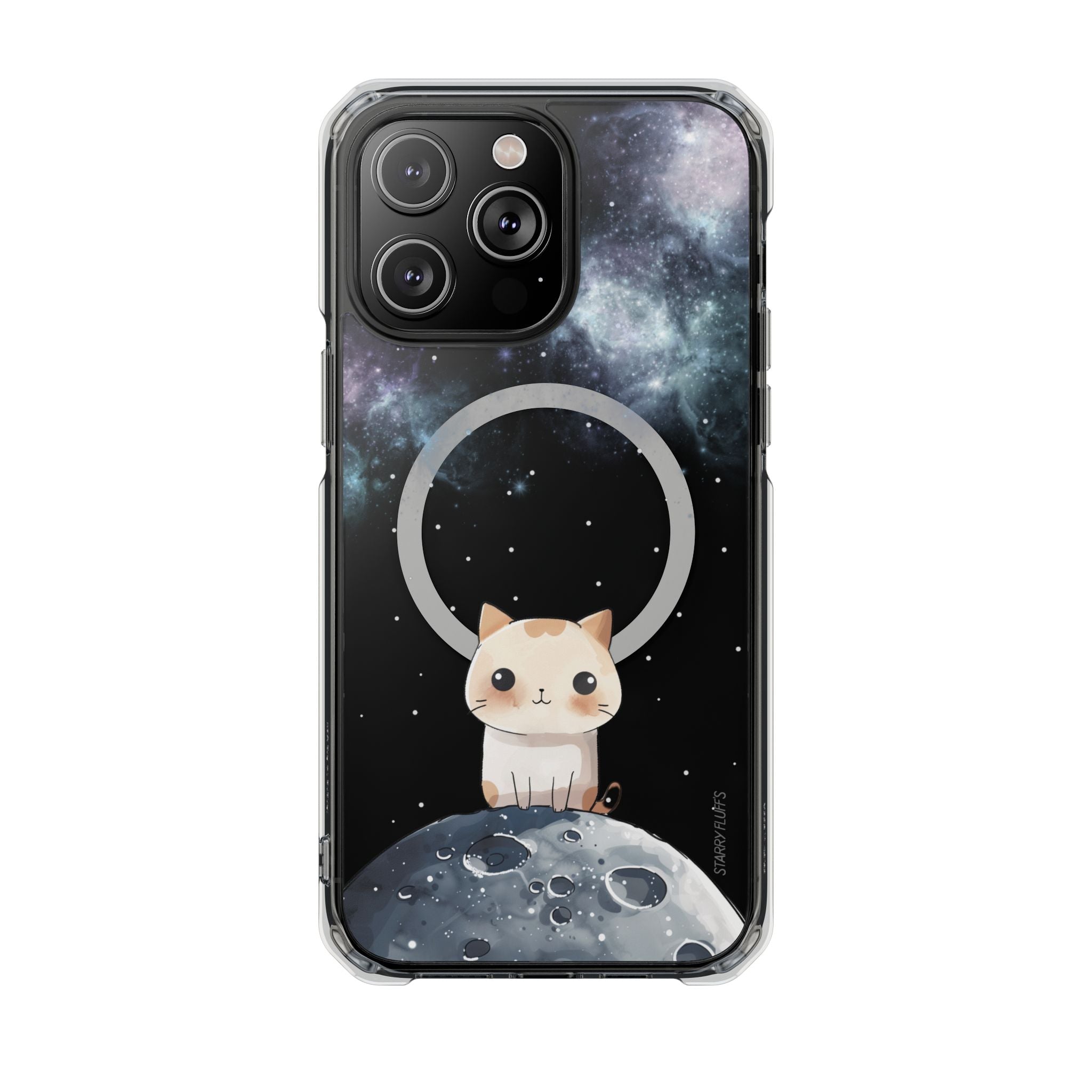 Starry Fluff&amp;#39;s - Cosmo the Cat in Space Magnetic Clear Case for iPhone Series