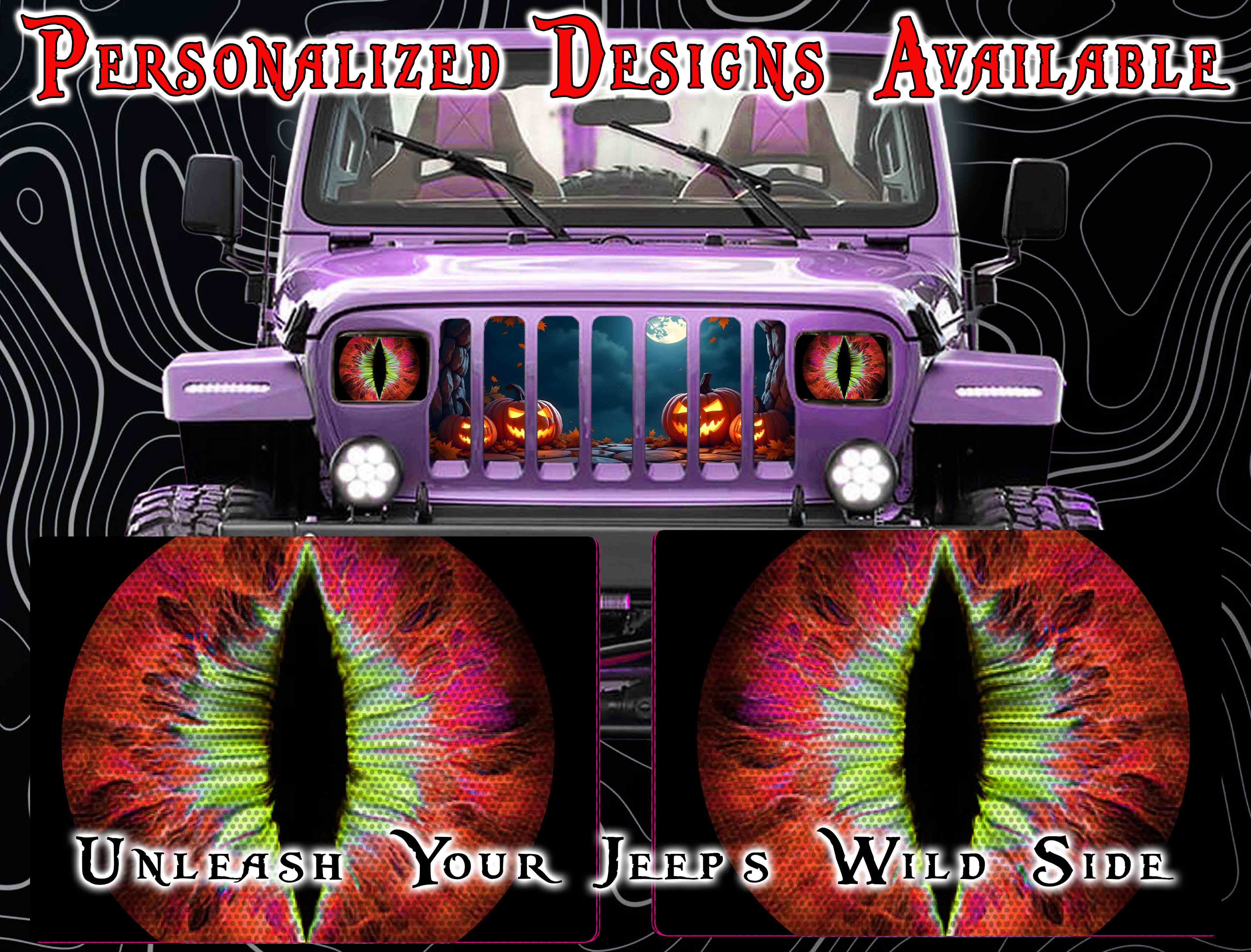 red and green Eye decals for YJ or 5x7 headlights