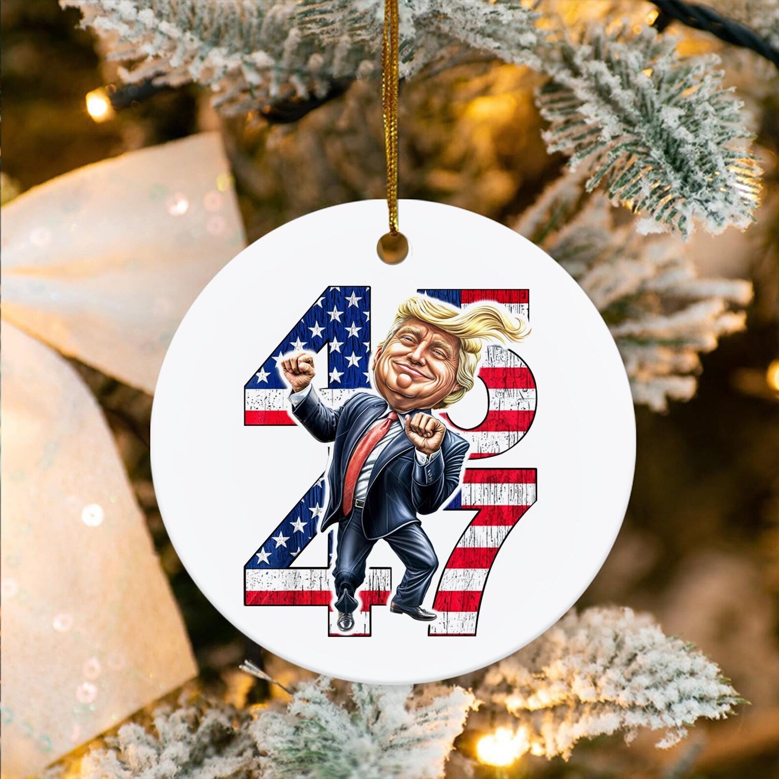 Trump Ornament 2024, President 45 &amp;amp; 47 Trump Ornament, MAGA 2024 Ceramic Ornament, Trump Won M1802- GOP