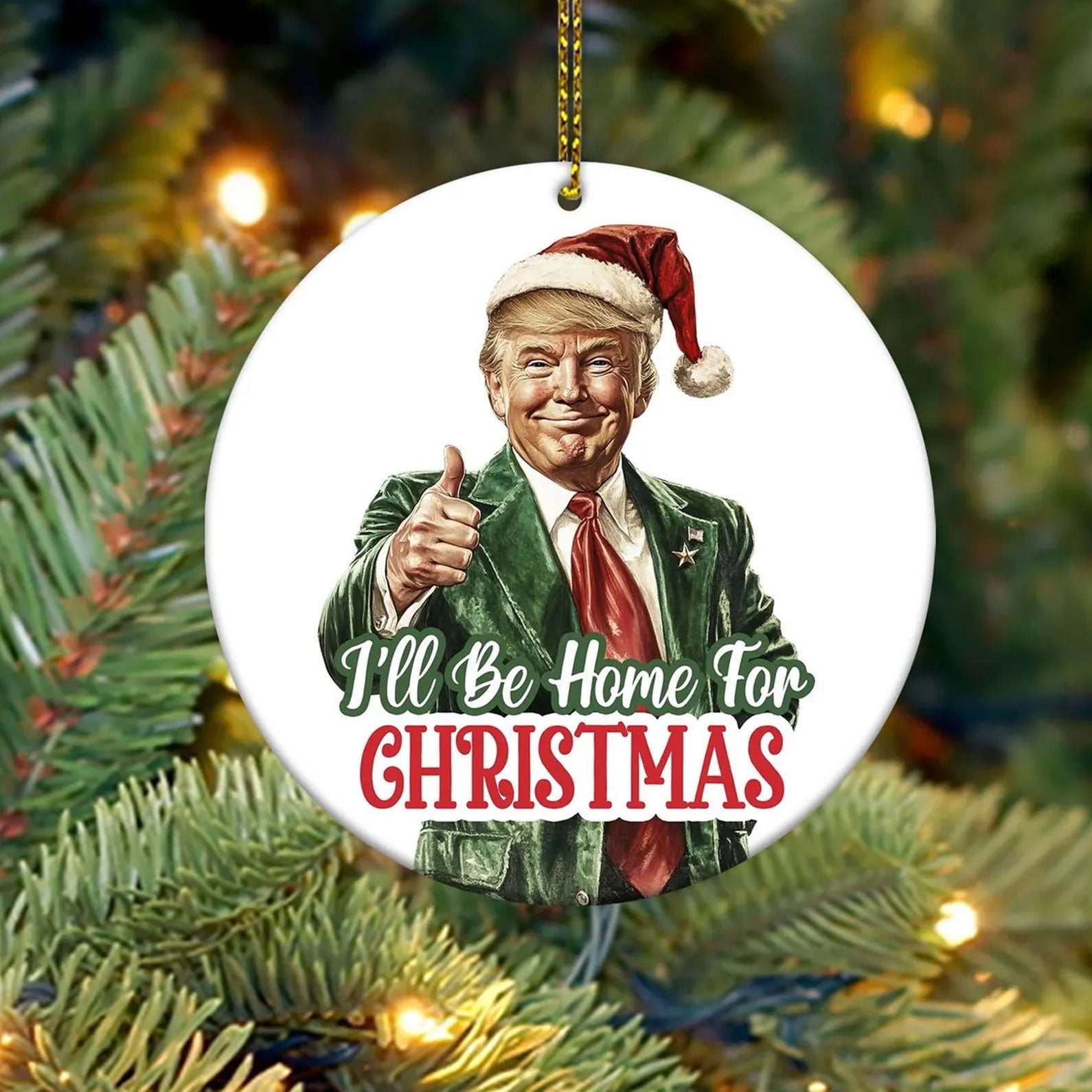 I&amp;#39;ll Be Home For Christmas Ornament, Trump Ceramic Ornament, Trump Won M1800- GOP