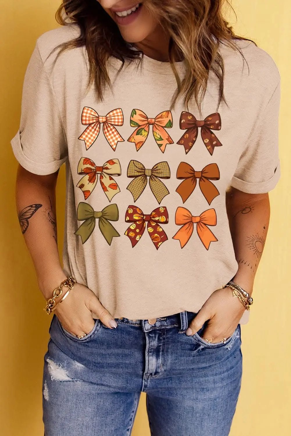 Trendsi Chic bow graphic tee for women