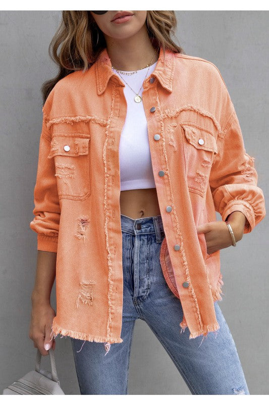 Frayed Chic Oversized Denim Jacket – Your New Everyday Vibe
