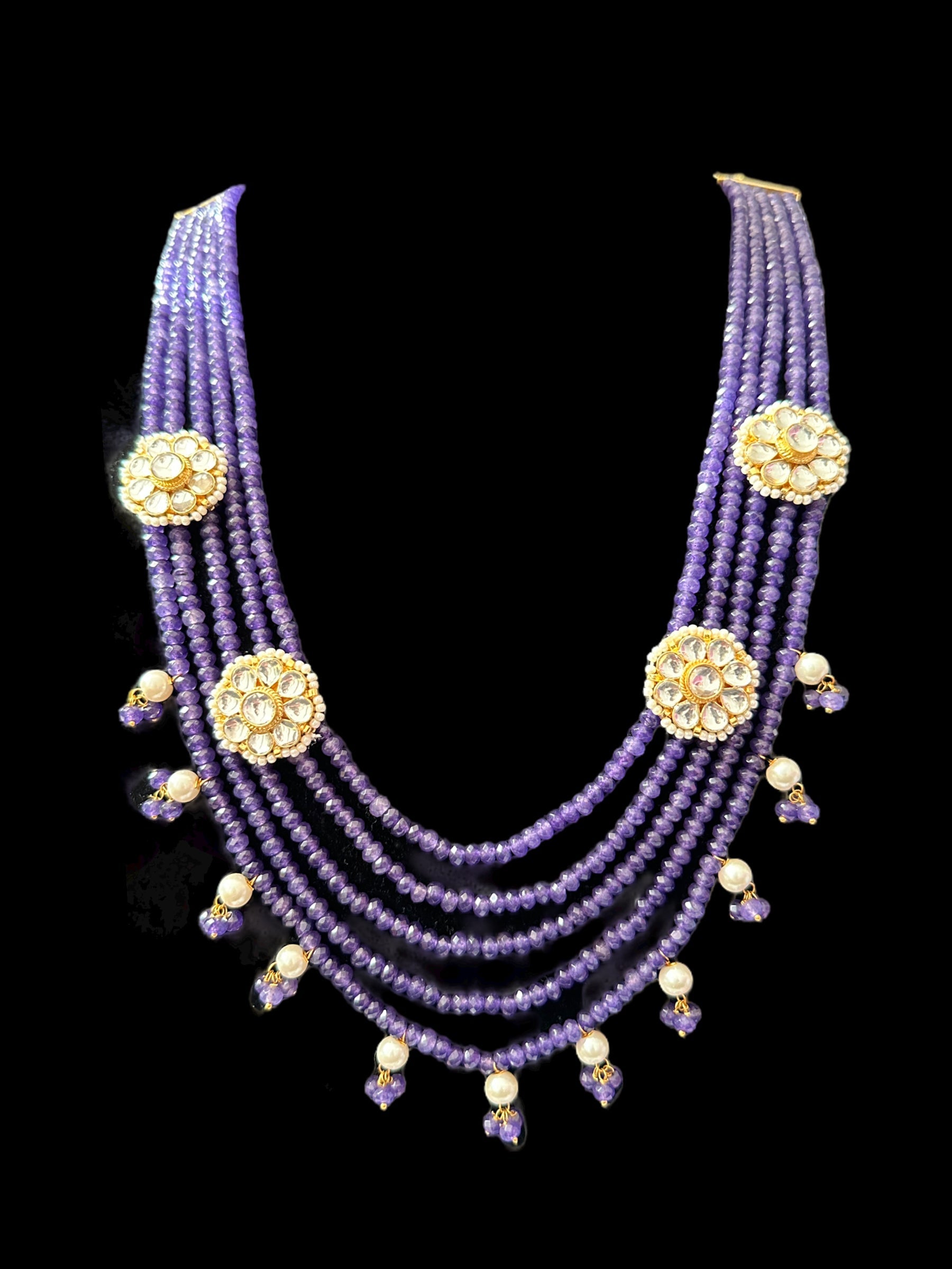 DLN62 pachi kundan necklace in beads ( SHIPS IN 4 WEEKS )